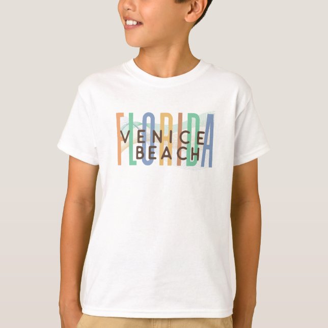 T-shirt Venice Beach Florida (Vagues de sable) (Devant)