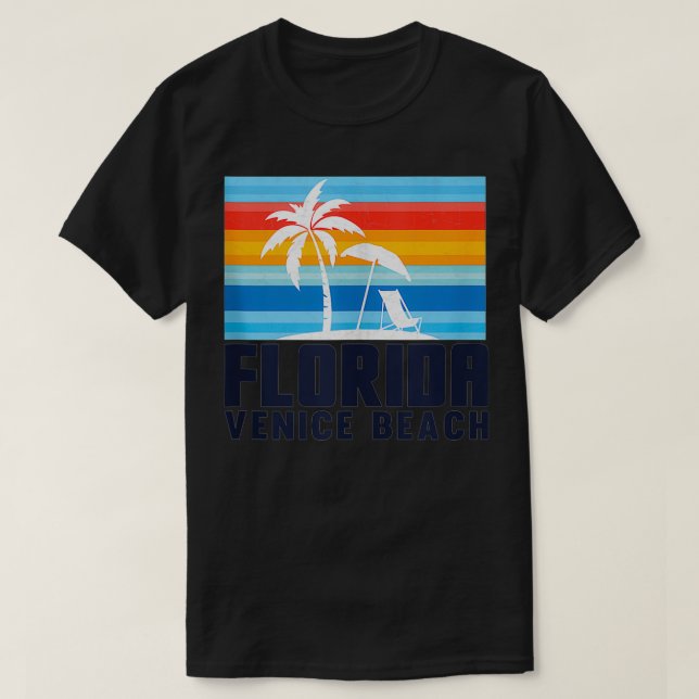 T-shirt Venice Beach Floride Umbrella Beach Chaise Venice  (Design devant)