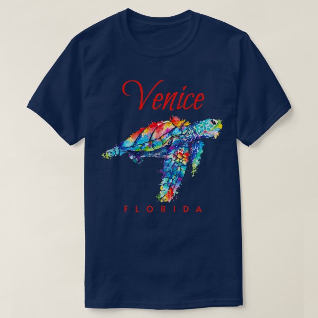 T-shirt Venise Floride Aquarelle Tortue de mer (Design devant)
