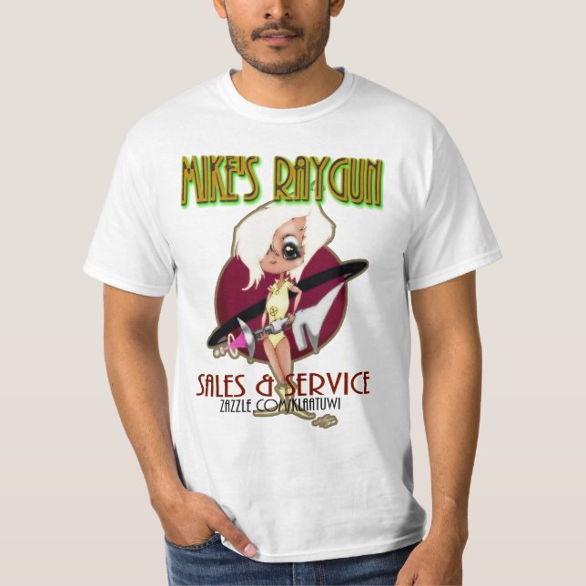 T-shirt Ventes et service de Raygun de microphones (Devant)