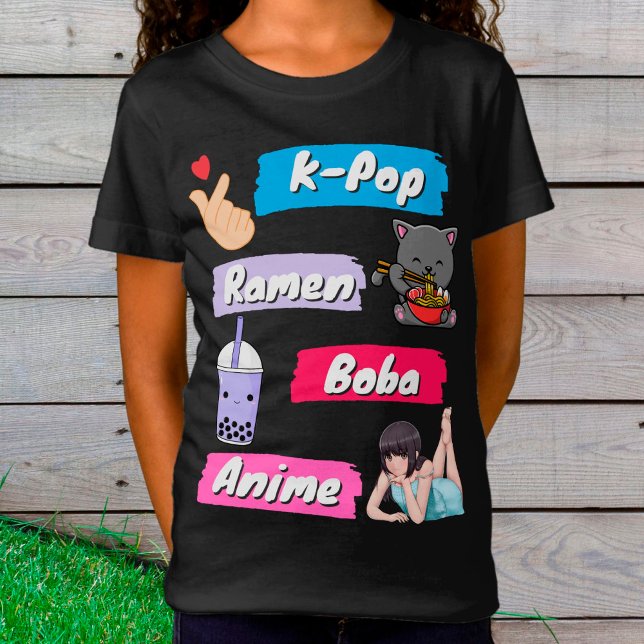 T-Shirt Ventilateur de culture K-Pop, Ramen, Boba et Anime (Créateur téléchargé)