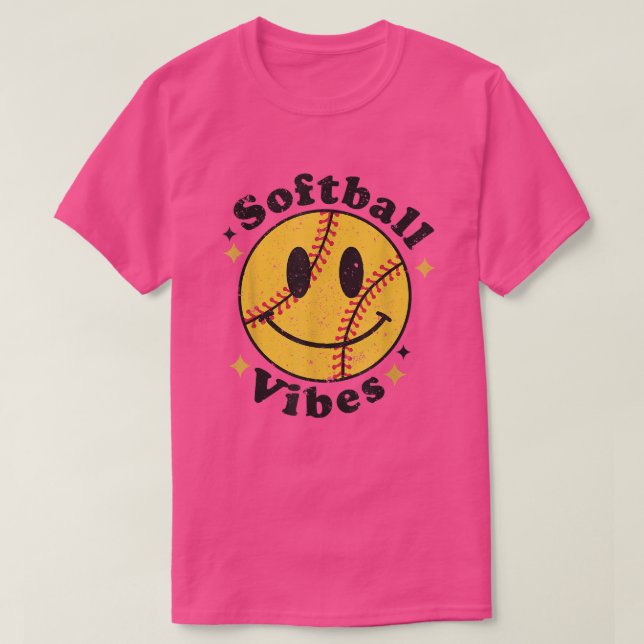 T-shirt Ventilateur de softball Smiling Costume visage Hap (Design devant)