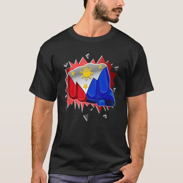 T-shirt Ventilateur Philippines De Poing Avec Drapeau Phil (Devant)