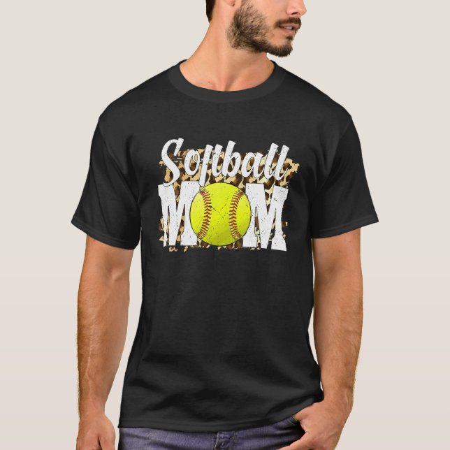 T-shirt Ventilateurs de softball Leopard Femmes, Maman de  (Devant)