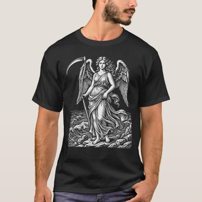 T-shirt Vénus déesse mythologique avec une faux à la main (Devant)