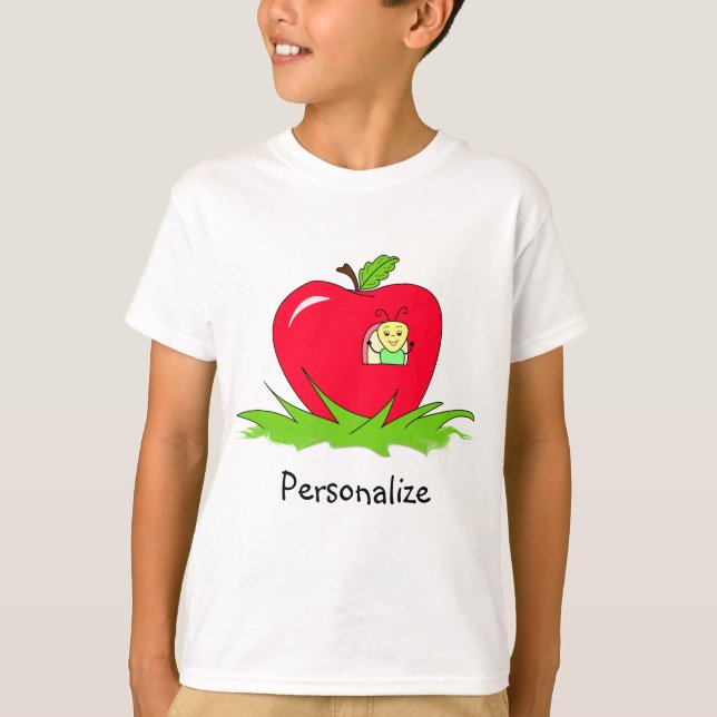 T-shirt Ver à Apple rouge avec le nom (Devant)