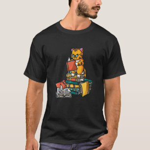 T-shirt Ver Chat Assis Sur Un Tas De Livres Bibliophile