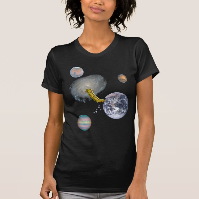 T-shirt Ver de l'espace mangeant la terre (Devant)