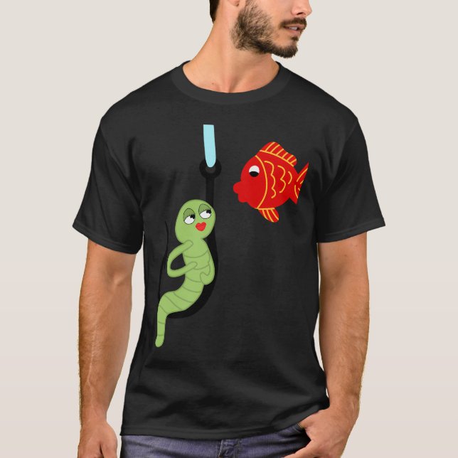 T-shirt Ver de séduction sur un hameçon (Devant)