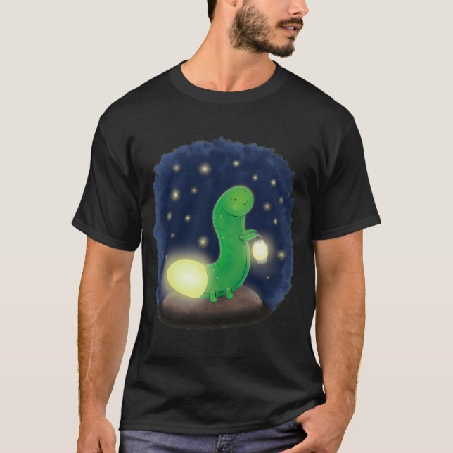 T-shirt Ver vert doux avec dessin à la lanterne (Devant)
