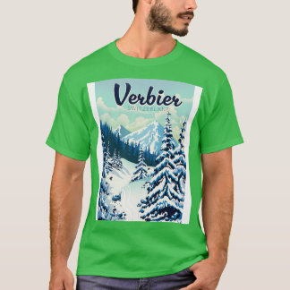 T-shirt Verbier Suisse poster de voyage ski