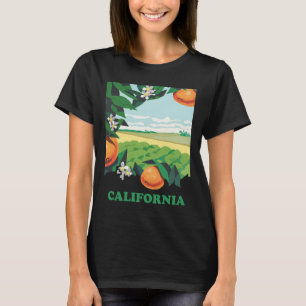 T-shirt Verger de Californie Orange Ensoleillé Vert Voyage