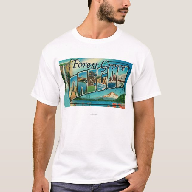 T-shirt Verger de forêt, Orégon - grandes scènes de lettre (Devant)