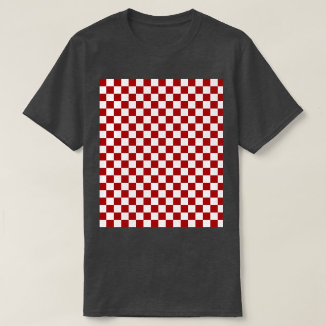 T-shirt Vérifier le motif À damiers motif Rouge et blanc c (Design devant)