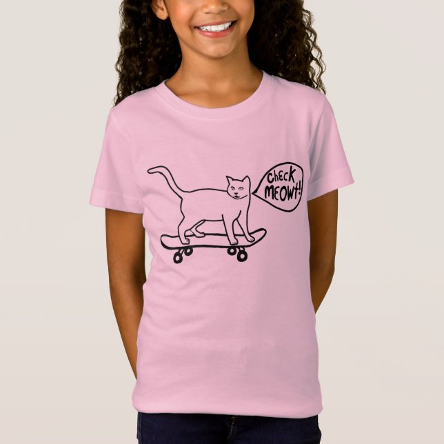 T-Shirt Vérifier Meowt Punny Skateboarding Chat (Devant)
