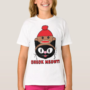 T-shirt VÉRIFIEZ MEOWT ! Chat noir avec Casquette de sing