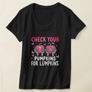 T-shirt Vérifiez vos Citrouilles pour Lumpkins Cancer du s