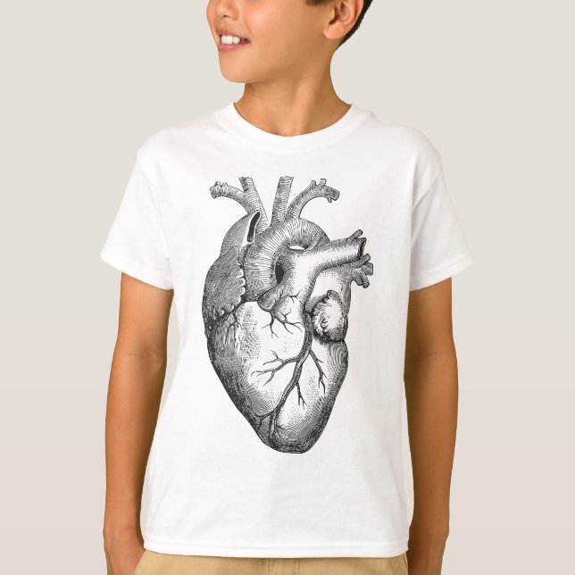 T-shirt Véritable dessin du coeur humain anatomique (Devant)