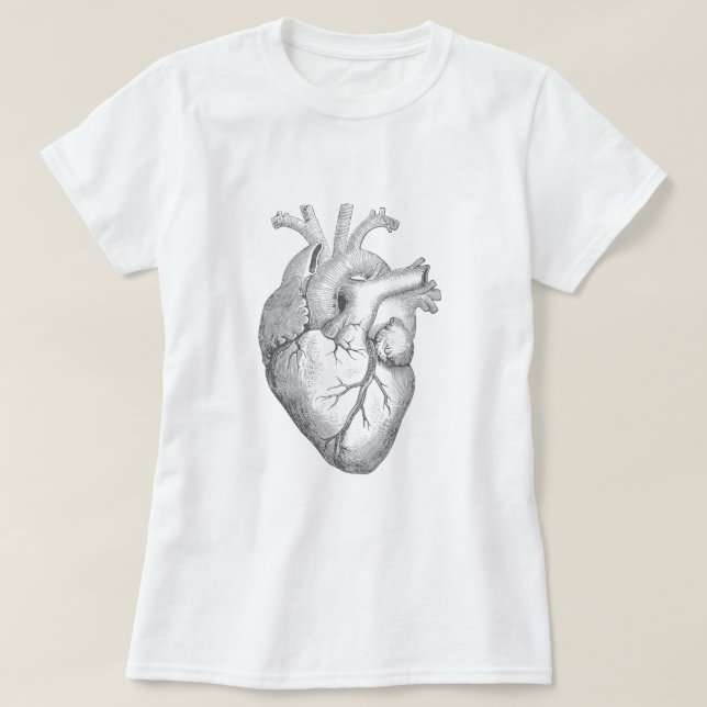 T-shirt Véritable dessin du coeur humain anatomique (Design devant)