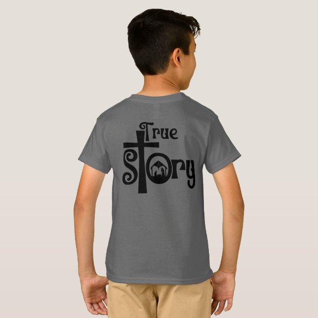 T-shirt Véritable histoire Nativité Noël Garçon fille de N (Dos entier)