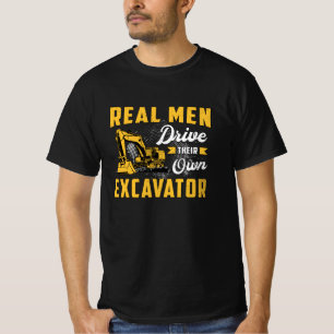 T-shirt Véritable Homme Conduit Excavateur Travailleur de