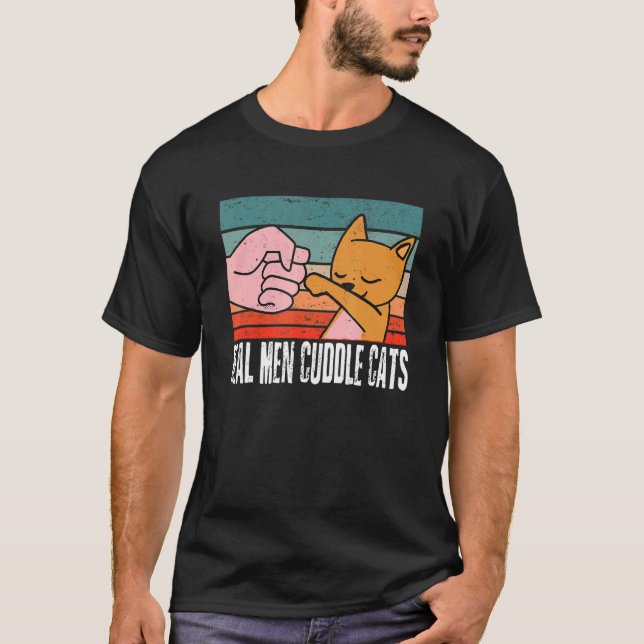 T-shirt Véritable Homme Cuddle Chats Tee - shirts Chat Per (Devant)