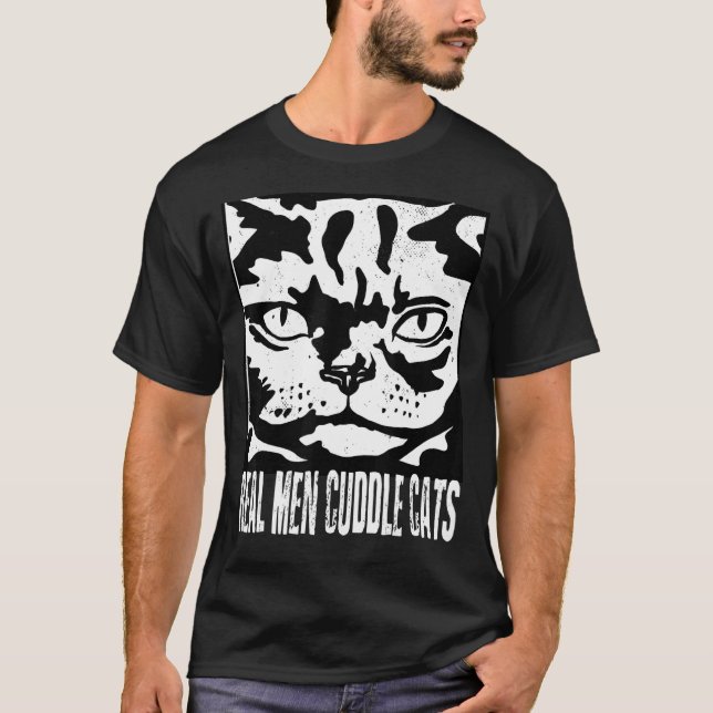 T-shirt Véritable Homme Cuddle Chats Tee - shirts Chat Per (Devant)