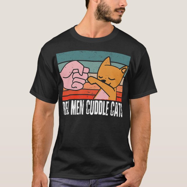T-shirt Véritable Homme Cuddle Chats Tee - shirts Drôle Ca (Devant)