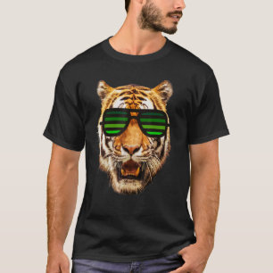 T-shirt Véritable Tigre Cool Pour Garçon Avec Verte Stripé