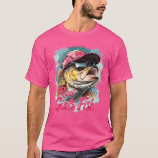 T-shirt Véritables Filles Pêchent Bass Cool Cool Équipe de