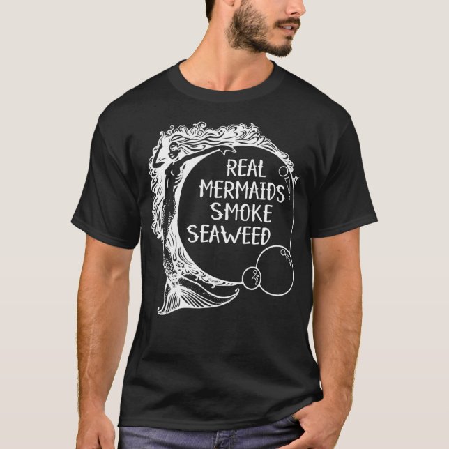 T-shirt Véritables sirènes Fumer Algues adultes Pot Humour (Devant)