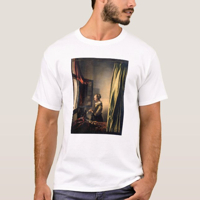T-shirt Vermeer - Fille lisant une lettre à une fenêtre ou (Devant)