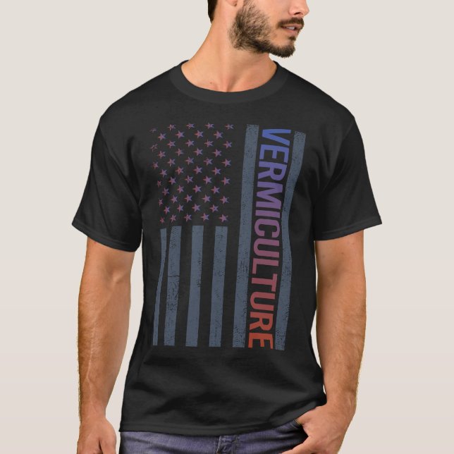 T-shirt Vermiculture du drapeau américain Vermicompost (Devant)