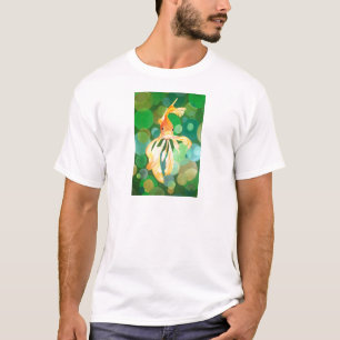 T-shirt Vermilion Poisson D'Or Nager Dans Les Bulles Verte