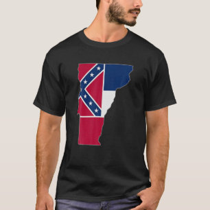 T-shirt VERMONT STATE MAP MISSISSIPPI MS Drapeau Racines H