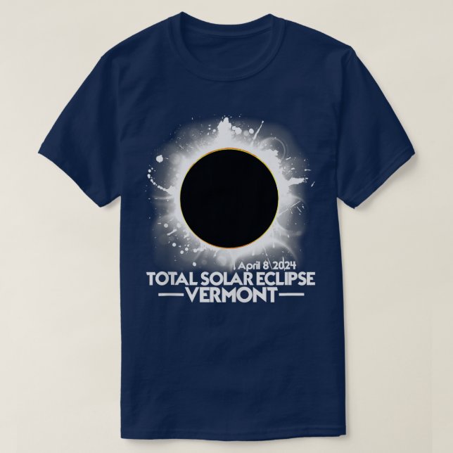 T-shirt VERMONT Total Éclipse Solaire 2024 8 avril Totalit (Design devant)