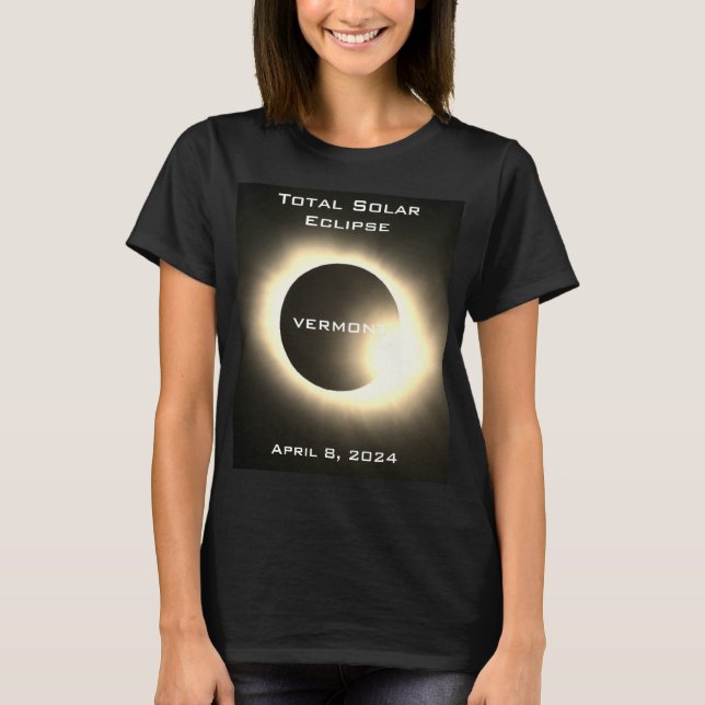 T-shirt VERMONT Total éclipse solaire 8 avril 2024 (Devant)