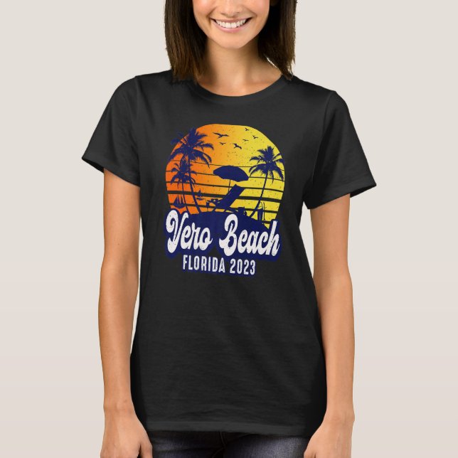 T-shirt Vero Beach 2023 Florida Sunset Beach Retro Premium (Devant)