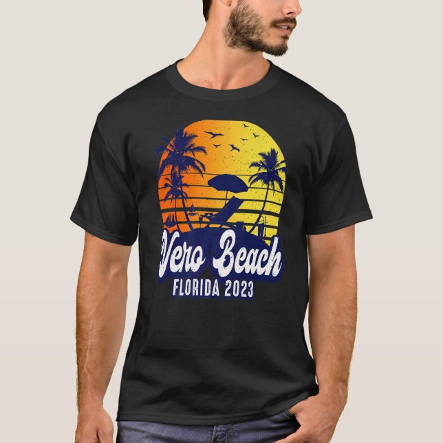 T-shirt Vero Beach 2023 Florida Sunset Beach Retro Premium (Devant)