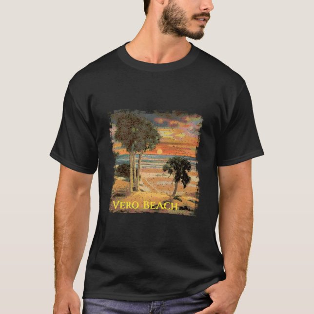 T-shirt Vero Beach Fl Palm Tree Beach Style (Devant)