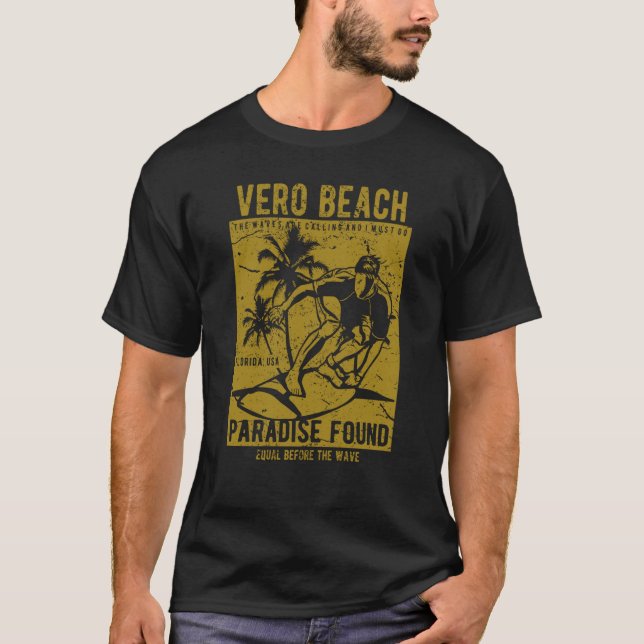 T-shirt Vero Beach Florida Retro Distressed Style Souvenir (Devant)