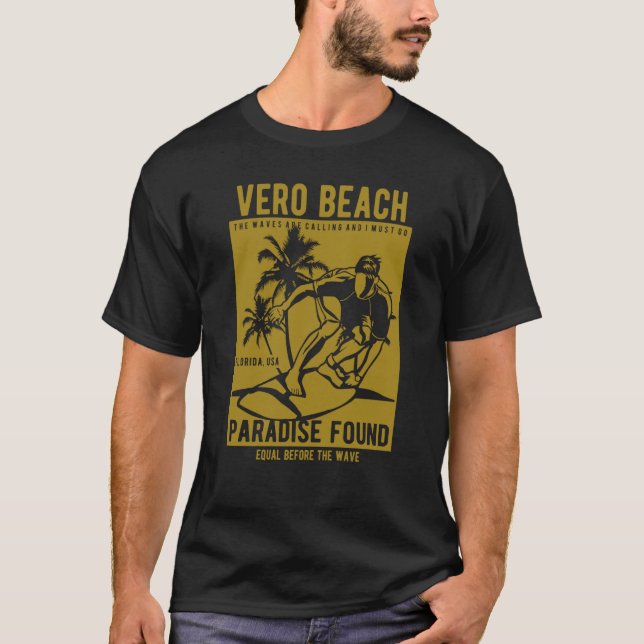 T-shirt Vero Beach Florida Retro Style Souvenir  4 (Devant)