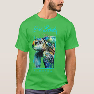 T-shirt Vero Beach Floride Aquarelle Portrait de la tortue