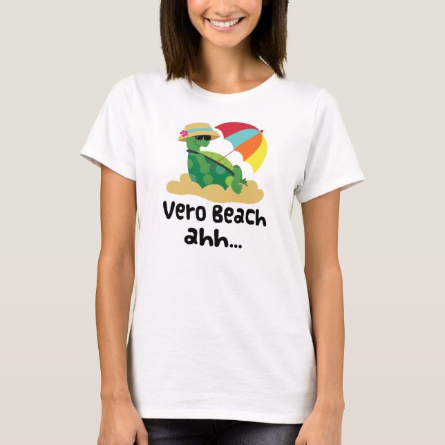T-shirt Vero Beach (tortue sur la plage) (Devant)