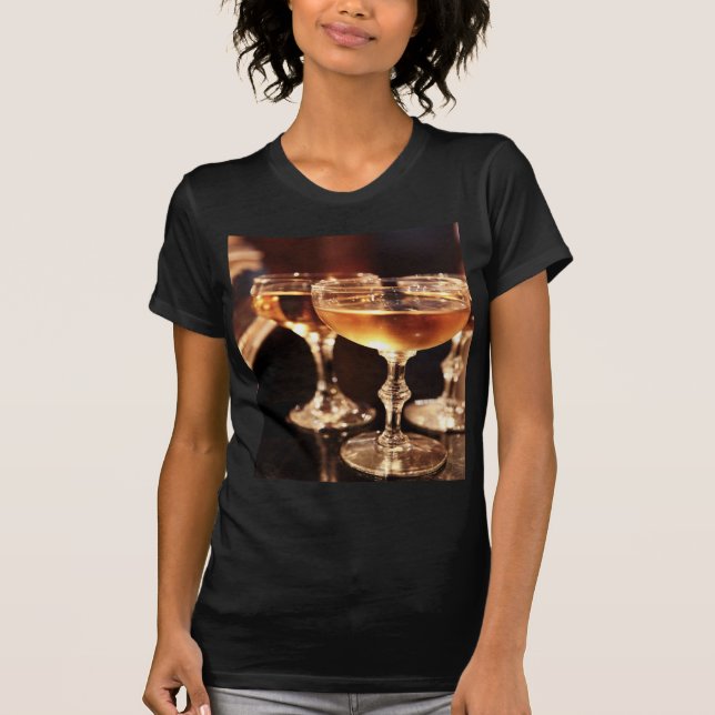 T-shirt verre à champagne toast doré (Devant)