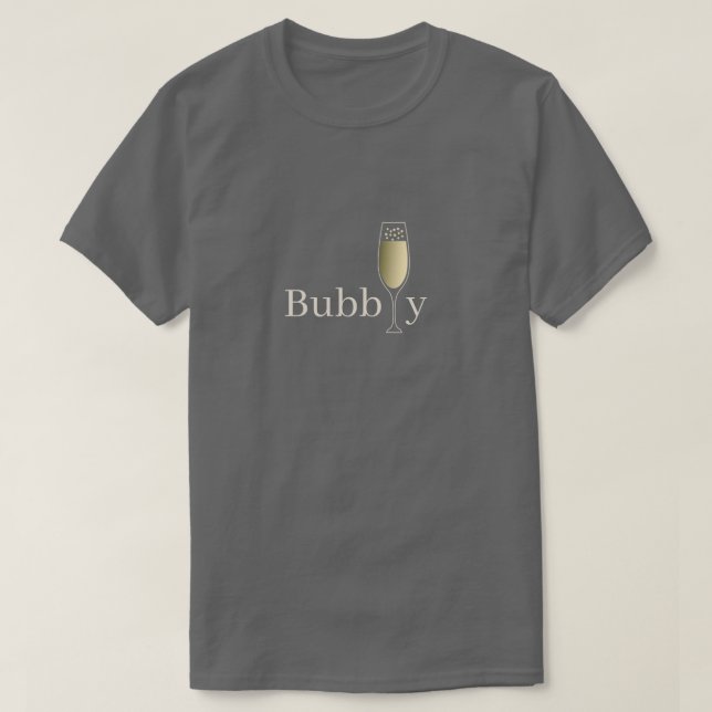 T-shirt Verre de champagne Bubbly minimaliste gris (Design devant)