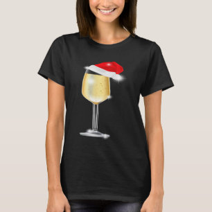 T-shirt Verre de champagne de Noël Chapeau de Noël Boire