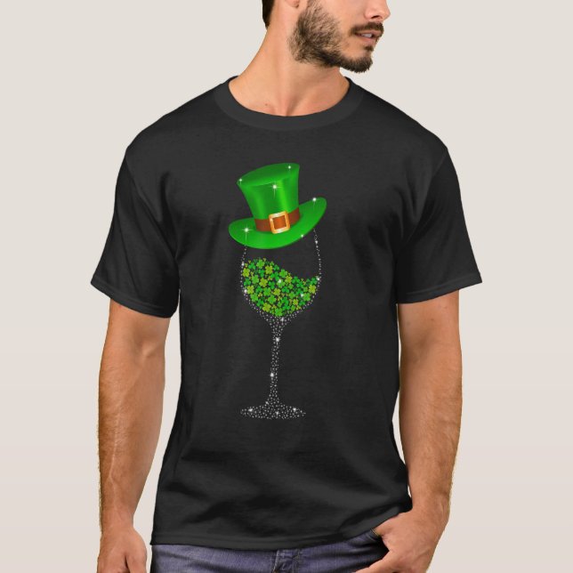 T-shirt Verre de la Saint Patrick Vin Shamrock Vin irlanda (Devant)