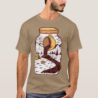 T-shirt Verre de loup Café Nature Randonnée Camping ami fr