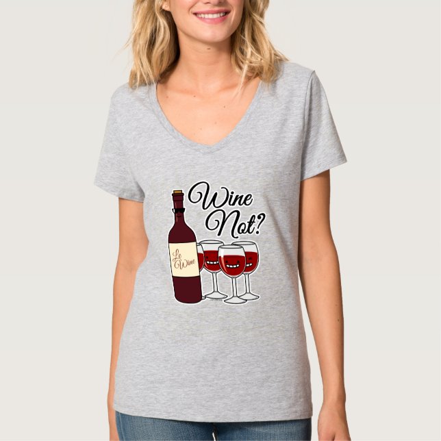 T-shirt Verre de vin et non raisins alcool rose rouge pino (Devant)